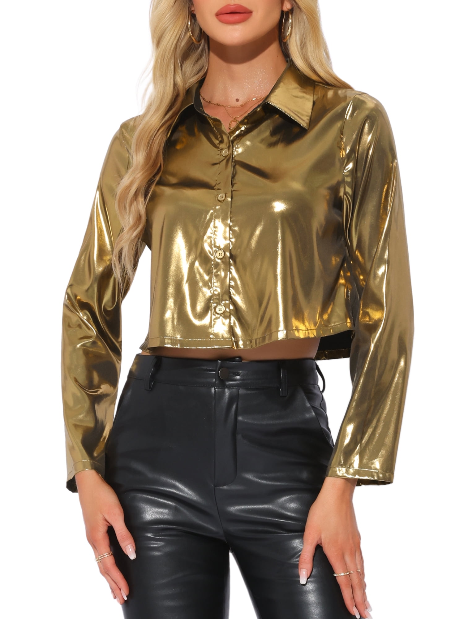Dalia Women's Long sleeve High Low Hem Woven Button Down Blouse Top