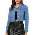 thumbnail image 1 of DARING DIVA Women's Long Sleeve Button Down Trucker Jean Denim Jacket XS Light Blue, 1 of 6