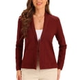 thumbnail image 1 of DARING DIVA Women's Long Sleeve Button Open Front Knit Cardigans with Pockets XS Red, 1 of 5