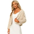 thumbnail image 1 of DARING DIVA Women's Long Sleeve Collarless Shaggy Soft Faux Fur Coat M Apricot, 1 of 6