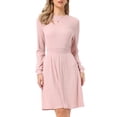 thumbnail image 1 of DARING DIVA Women's Long Sleeve Fall A-Line Ribbed Knit Crew Neck Dress XL Pink, 1 of 6