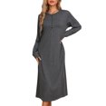 thumbnail image 1 of DARING DIVA Women's Long Sleeve Long Soft Button Down Nightshirt XL Deep Gray, 1 of 6