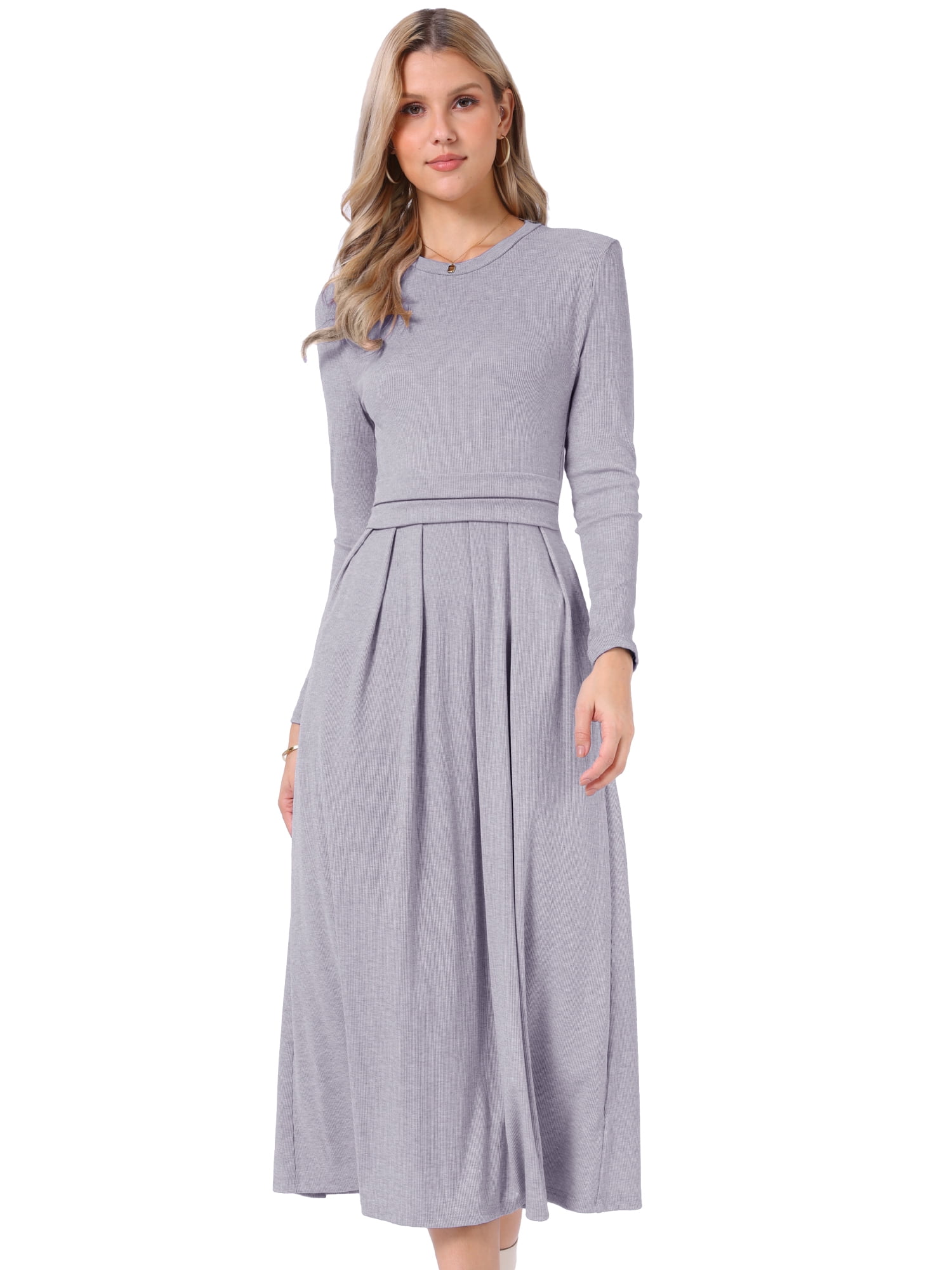 DARING DIVA Women's Long Sleeve Maxi Casual Formal Spring A-Line Dress L Light Purple