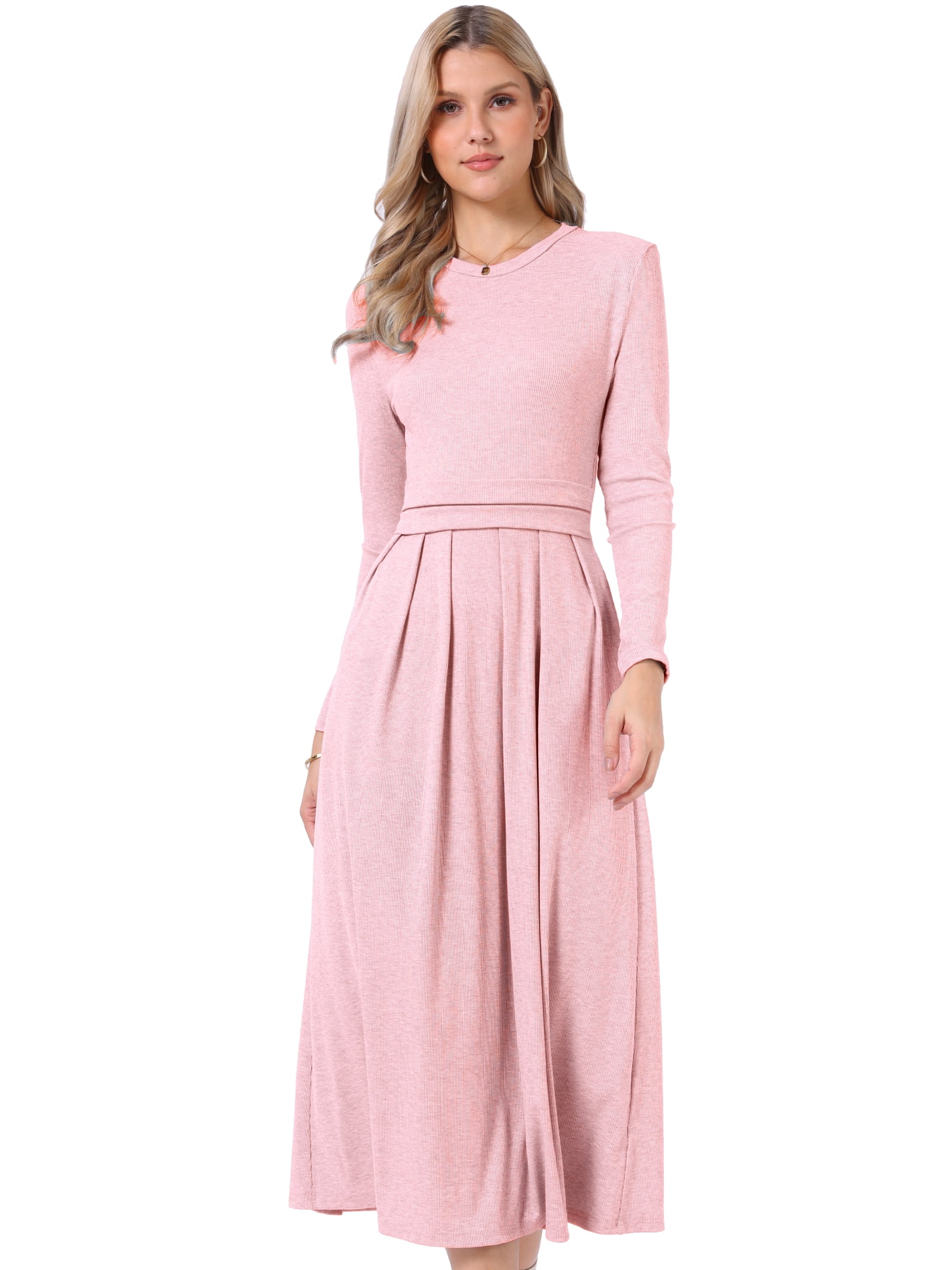 DARING DIVA Women's Long Sleeve Maxi Casual Formal Spring A-Line Dress XL Pink