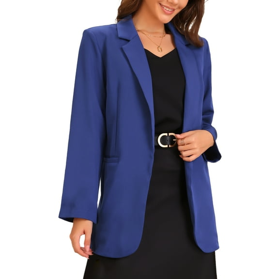 DARING DIVA Women's Long Sleeve Open Front Business Blazer Jacket S Blue