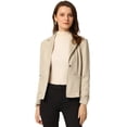 thumbnail image 1 of DARING DIVA Women's Long Sleeve Open Front Faux Suede Blazer S Beige, 1 of 5