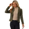 thumbnail image 1 of DARING DIVA Women's Long Sleeve Open Front Faux Suede Blazer XS Olive Green, 1 of 5