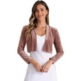 thumbnail image 1 of DARING DIVA Women's Long Sleeve Open Front Velvet Cropped Shrug XS Dusty Pink, 1 of 6
