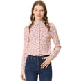 thumbnail image 1 of DARING DIVA Women's Long Sleeve Point Collar Ditsy Floral Shirt M White-Pink Floral, 1 of 6