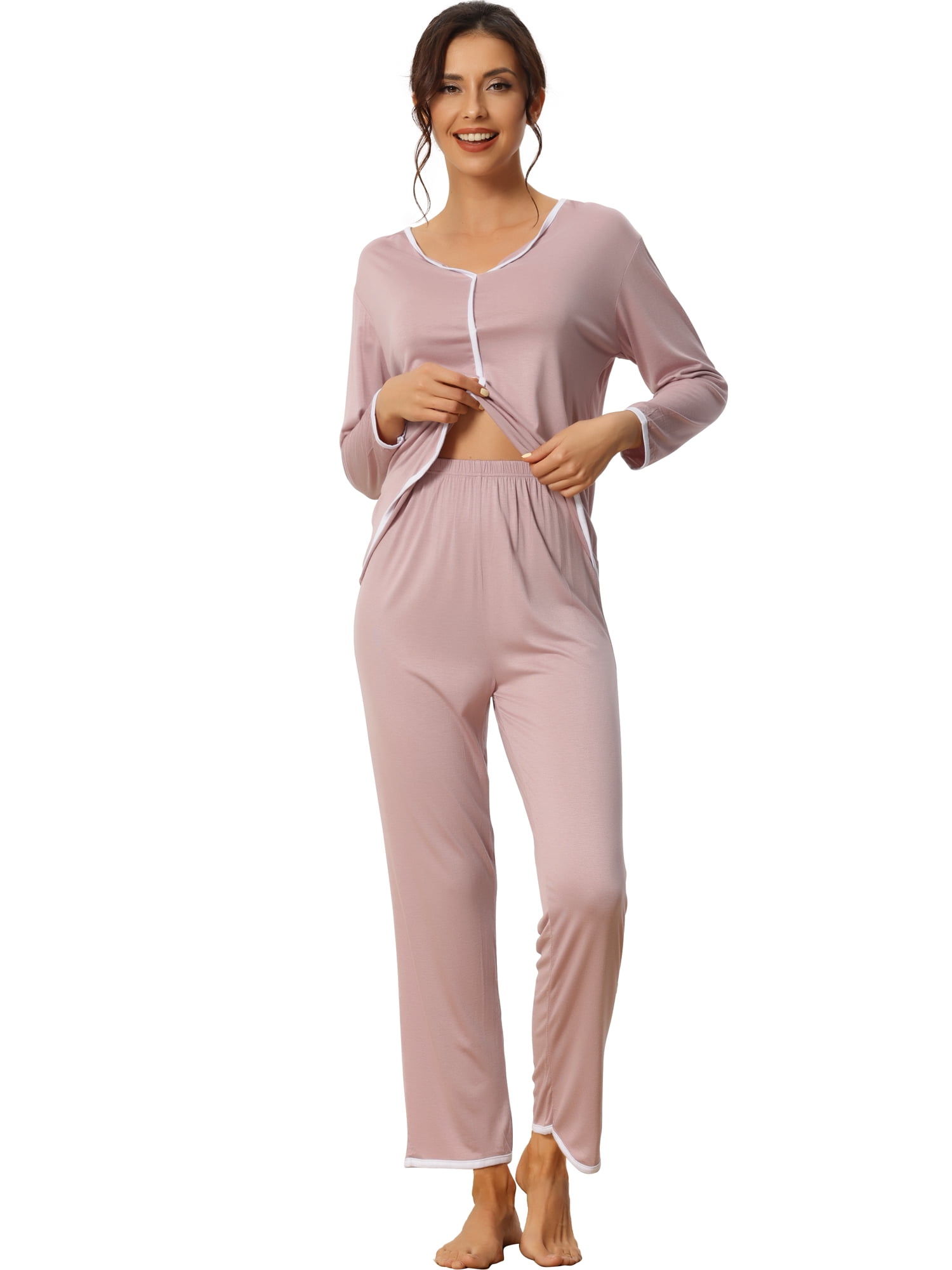 DARING DIVA Women's Long Sleeve Pullover Pajamas Sets XL Pink