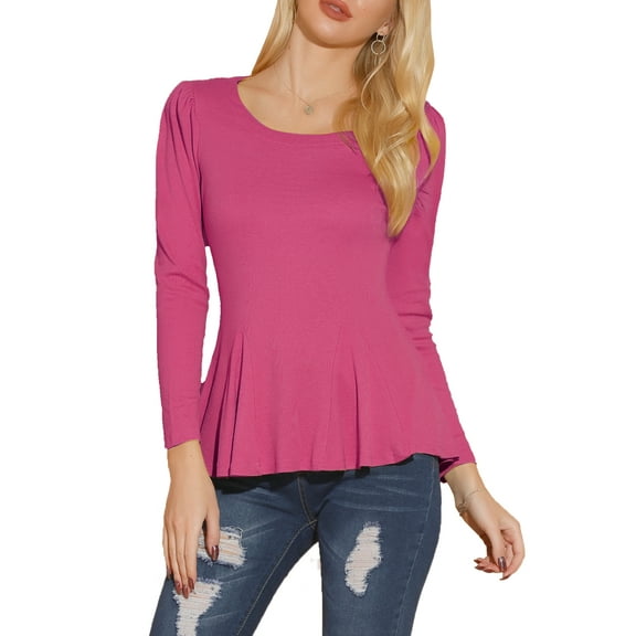 DARING DIVA Women's Long Sleeve Scoop Neck Top XL Magenta