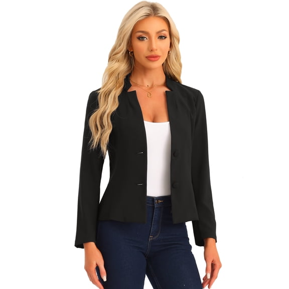 DARING DIVA Women's Long Sleeve Suit Office Notched Collar Blazers S Black