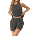thumbnail image 1 of DARING DIVA Women's Lounge Sets with Stripe Shorts and Tank Top L Grey, 1 of 6