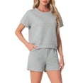 thumbnail image 1 of DARING DIVA Women's Loungewear Short Sleeve Tops and Shorts with Pockets Gray XL, 1 of 6