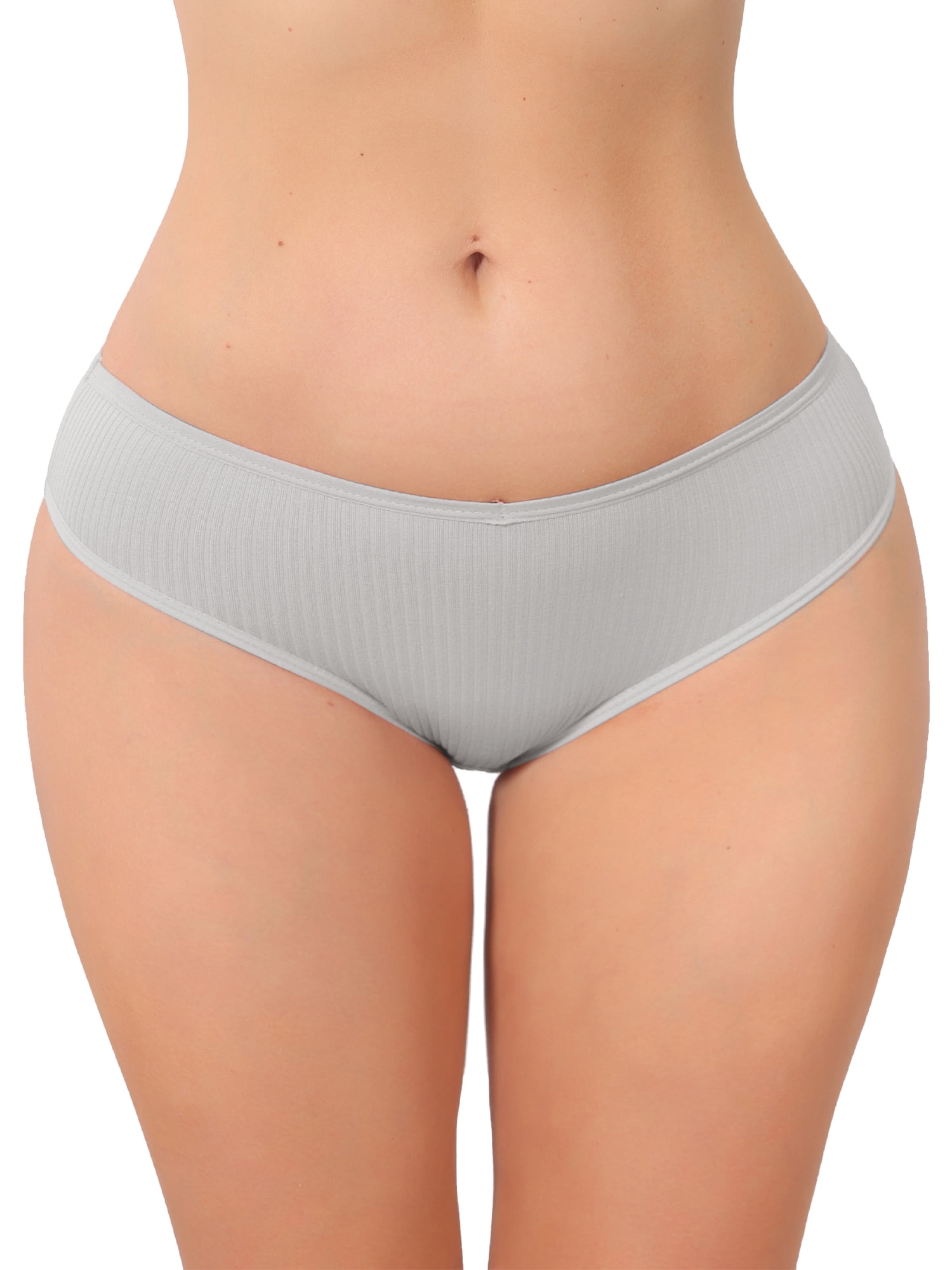 DARING DIVA Women's Low Rise Ribbed Underwear Panties Breathable Stretch Briefs L Gray