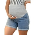thumbnail image 1 of DARING DIVA Women's Maternity Denim Over Belly High Waist Casual Shorts S Blue, 1 of 7