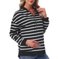thumbnail image 1 of DARING DIVA Women's Maternity Mock Neck Long Sleeve Half Zip Sweatshirt 2XL White Stripe, 1 of 8