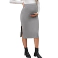 thumbnail image 1 of DARING DIVA Women's Maternity Skirt Ribbed Stretchy Elastic Waist Over Belly M Gray, 1 of 2
