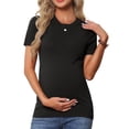 thumbnail image 1 of DARING DIVA Women's Maternity Stretchy Knit Short Sleeve Sweater S Black, 1 of 8