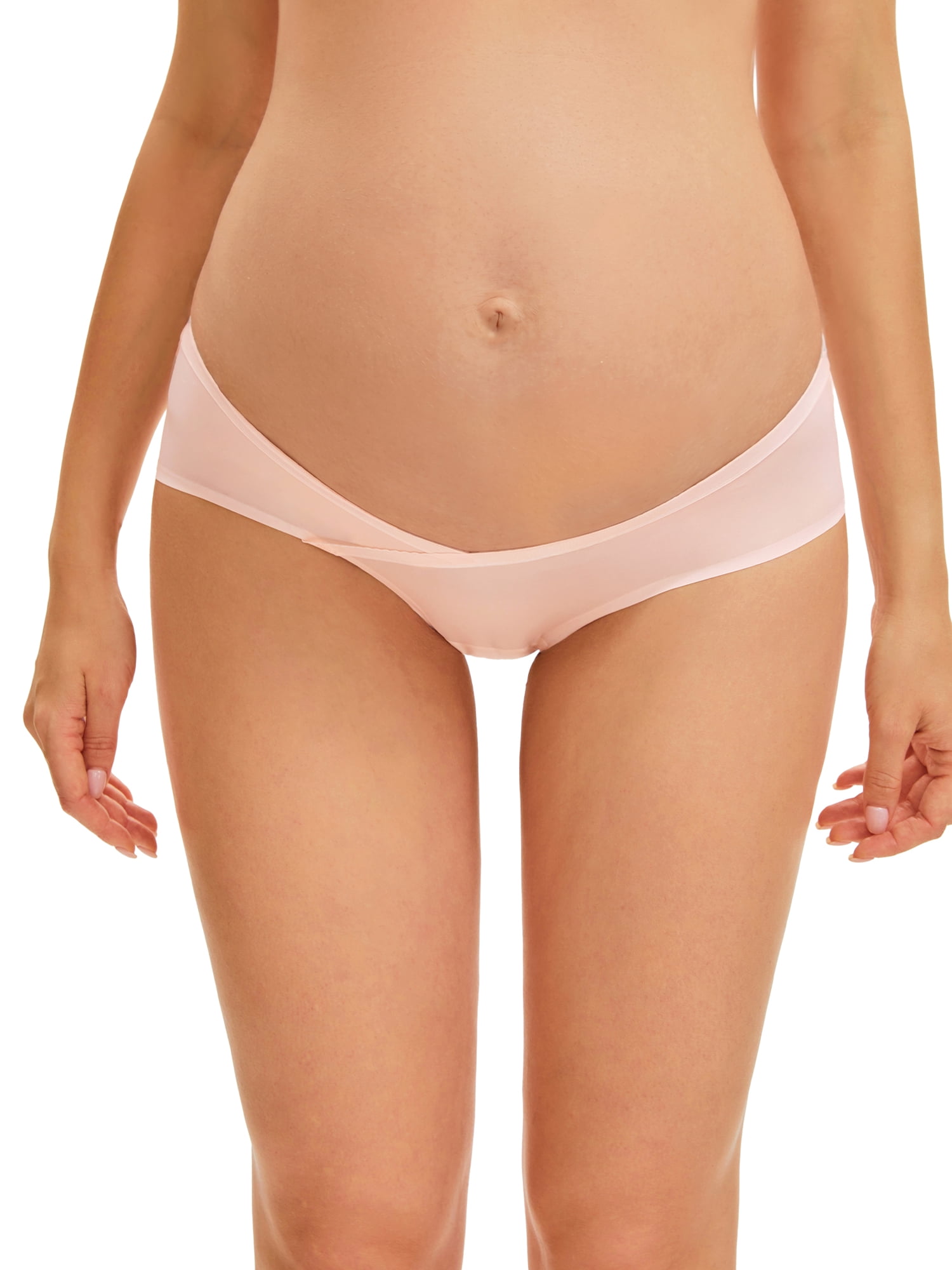DARING DIVA Women's Maternity Underwear Ice Silk V-Shaped Belly Support Briefs S Pink