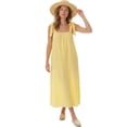 thumbnail image 1 of DARING DIVA Women's Maxi Tent Dress with Asymmetric Neck Balloon Sleeves XS Yellow, 1 of 5