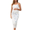 thumbnail image 1 of DARING DIVA Women's Mesh Ruched Side Bodycon Spaghetti Strap Maternity Dress L White Blue, 1 of 7