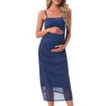 thumbnail image 1 of DARING DIVA Women's Mesh Ruched Side Bodycon Spaghetti Strap Soft Maternity Dress 2XL Blue, 1 of 7