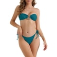 thumbnail image 1 of DARING DIVA Women's Metal Ring Bandeau Bikini Set Small Teal, 1 of 6