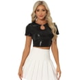 thumbnail image 1 of DARING DIVA Women's Metallic Crop Shiny Holographic Top S Black, 1 of 6