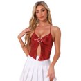 thumbnail image 1 of DARING DIVA Women's Metallic Halter Neck Clubwear Cami Top L Red, 1 of 5