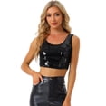 thumbnail image 1 of DARING DIVA Women's Metallic Sequin Scoop Neck Cropped Tank Top L Black, 1 of 6