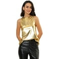 thumbnail image 1 of DARING DIVA Women's Metallic Sleeveless Tank Top M Shiny Gold, 1 of 6