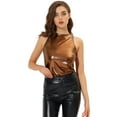 thumbnail image 1 of DARING DIVA Women's Metallic Sleeveless Tank Top S Brown, 1 of 6