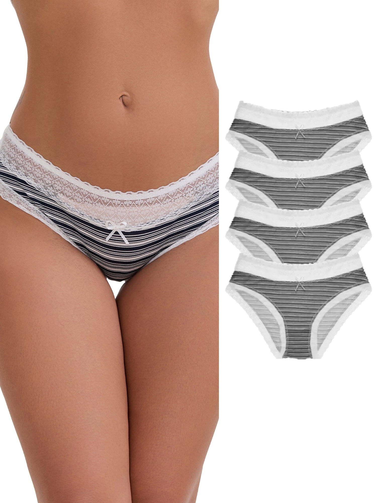 DARING DIVA Women's Mid-Rise Lace Briefs Set of 5 L Black
