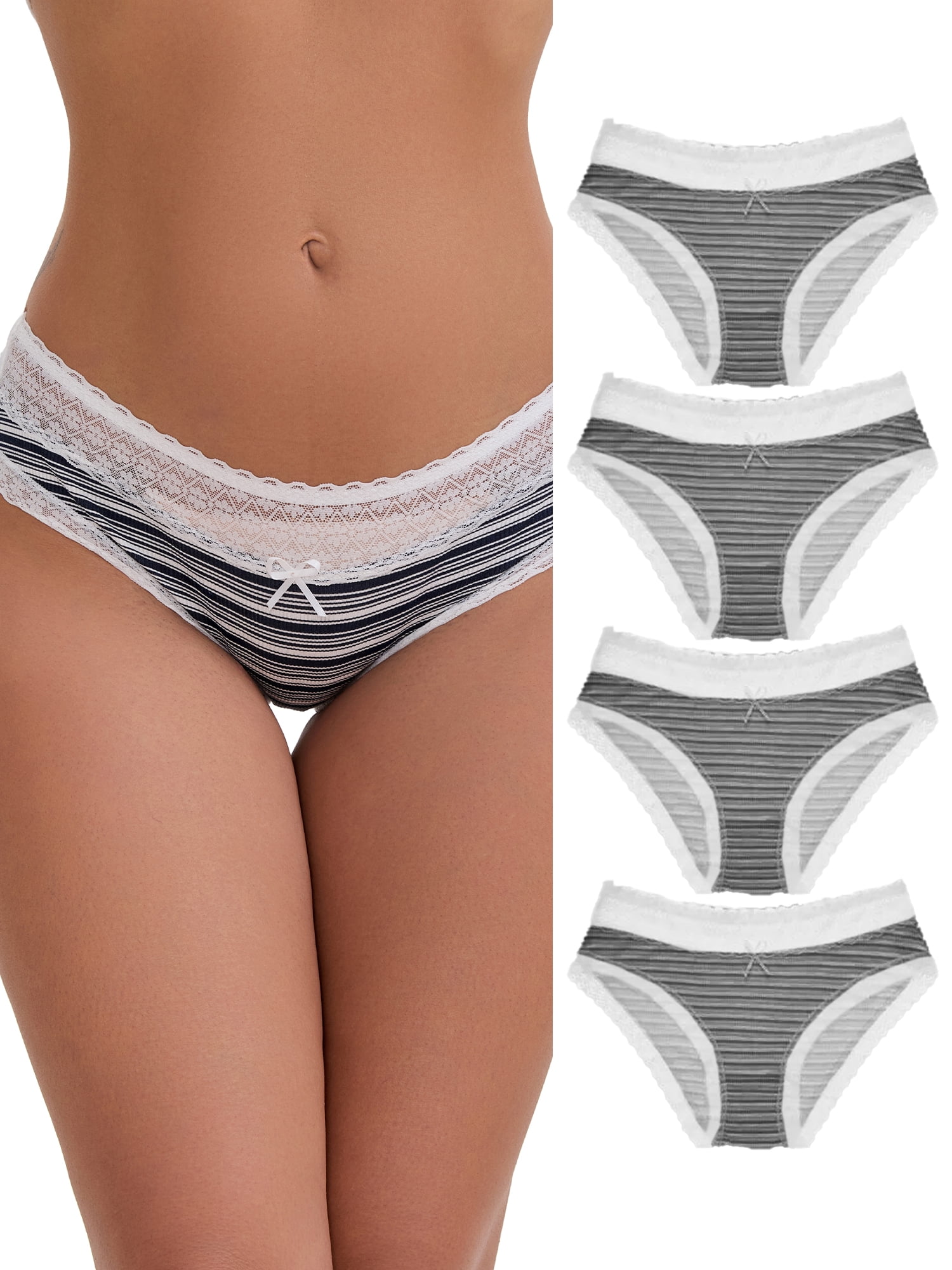 DARING DIVA Women's Mid-Rise Lace Briefs Set of 5 S Black