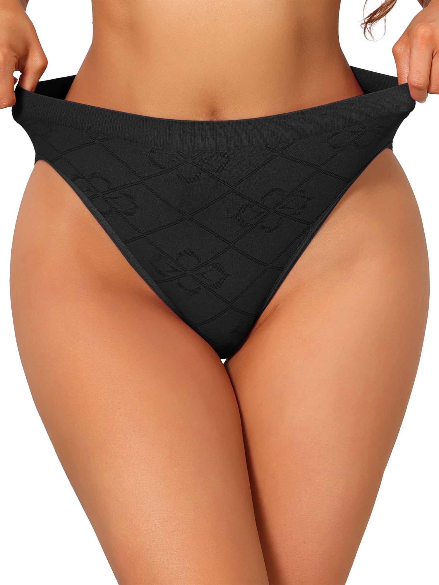 DARING DIVA Women's Mid Waisted High-Cut Full Coverage Plaid Briefs Small Black