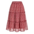 thumbnail image 1 of DARING DIVA Women's Midi Elastic A-Line Ruffle Flowy Skirts Medium Wine Red, 1 of 8