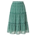 thumbnail image 1 of DARING DIVA Women's Midi Elastic A-Line Ruffle Flowy Skirts Small Green, 1 of 8