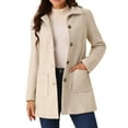 thumbnail image 1 of DARING DIVA Women's Midi-Length Notch Lapel Single-Breasted Overcoat Beige S, 1 of 6