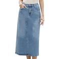 thumbnail image 1 of DARING DIVA Women's Midi Length Split Back Long Jean Skirts Large Sky Blue, 1 of 6