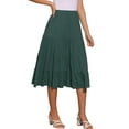 thumbnail image 1 of DARING DIVA Women's Midi Tiered Pleated Elastic Waist A-Line Skirt M Army Green, 1 of 6