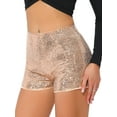 thumbnail image 1 of DARING DIVA Women's Midrise Solid Sparkle Coctail Sequin Shorts L Rose Gold, 1 of 6