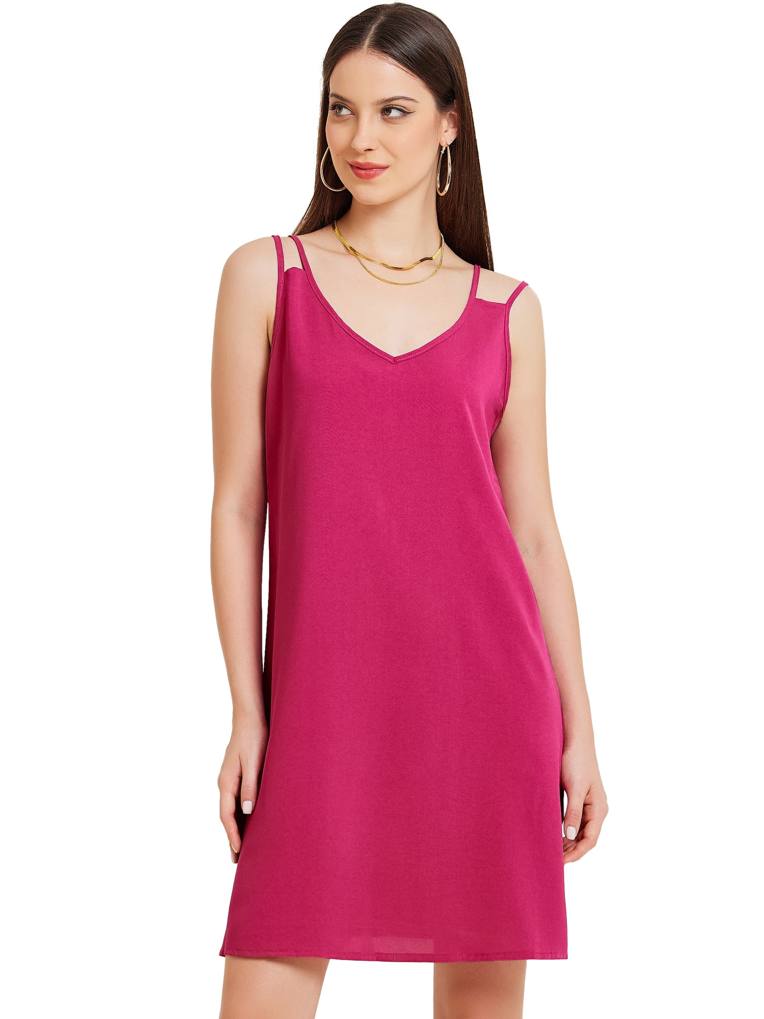 DARING DIVA Women's Mini Dresses Spaghetti Strap Dress M Rose Red