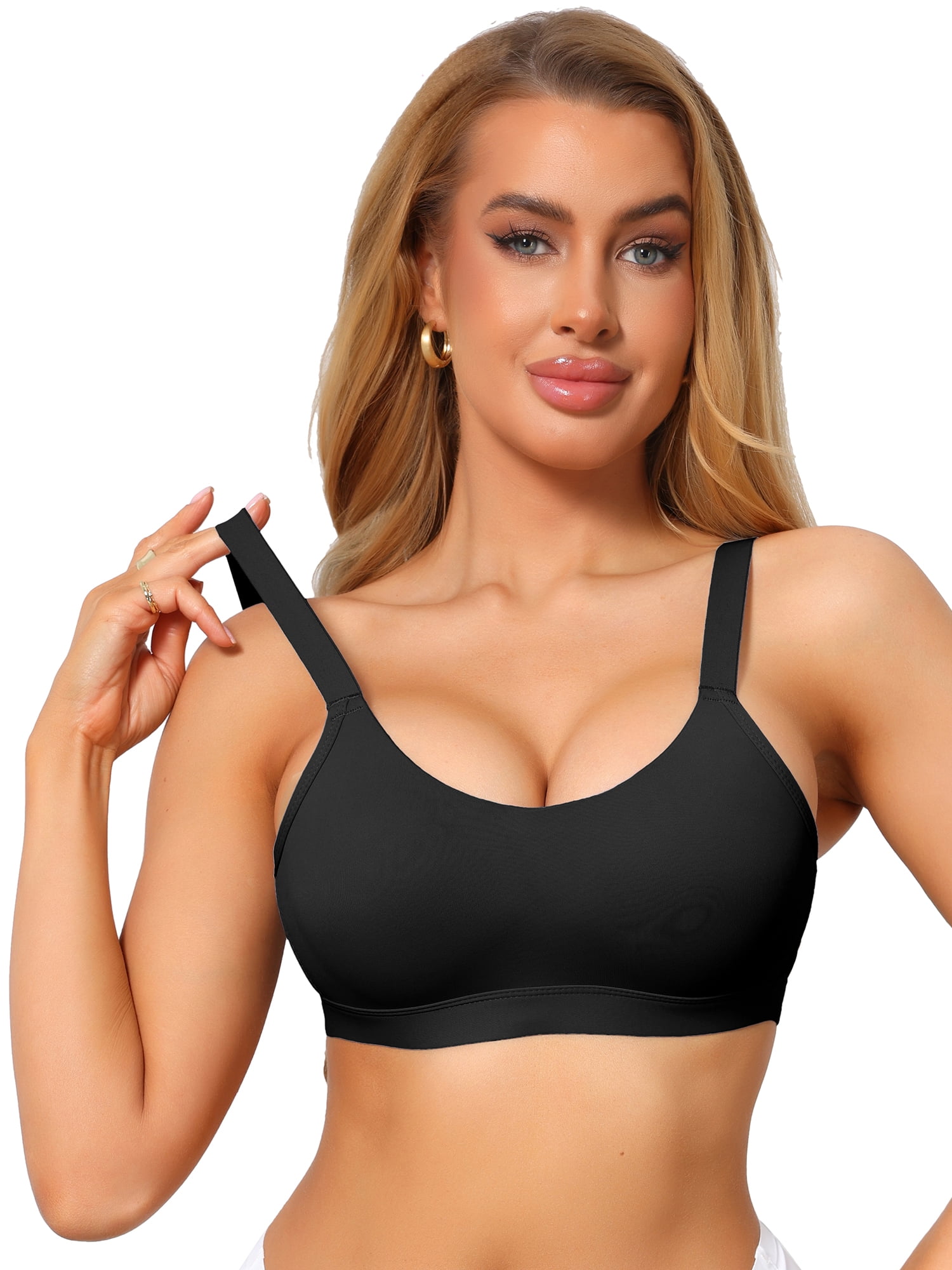DARING DIVA Women's Minimizer Bras No Underwire Smoothing Push Up Bralettes C 36 Black