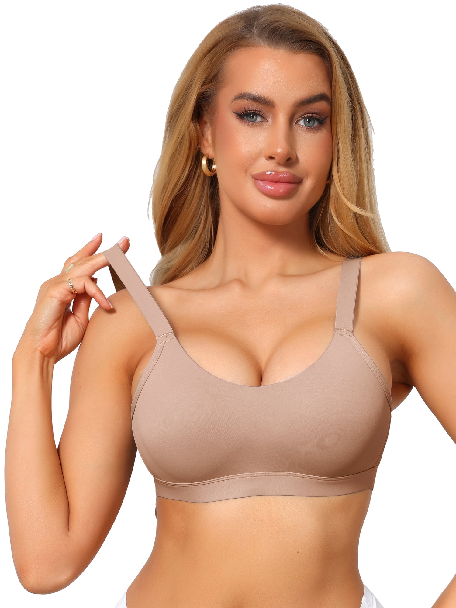 DARING DIVA Women's Minimizer Bras No Underwire Smoothing Push Up Bralettes C 38 Khaki