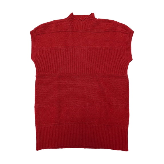 DARING DIVA Women's Mock Neck Casual Cap Sleeve Knit Tank Tops M Red