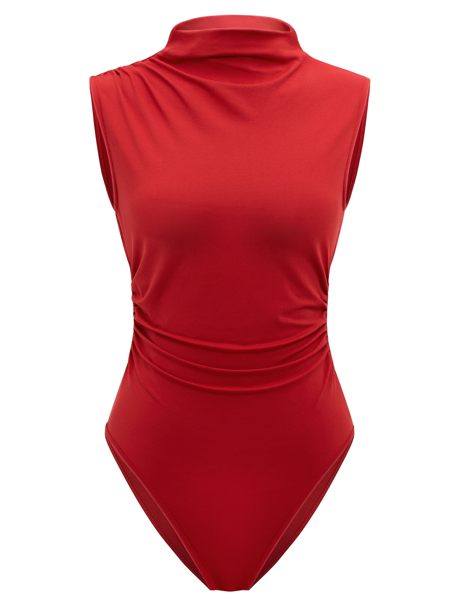 DARING DIVA Women's Mock Neck Tank Top Basic Jumpsuit Medium Red