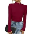 thumbnail image 1 of DARING DIVA Women's Mock Turtleneck Long Sleeve Fitted Pullover Sweater M Wine Red, 1 of 6