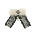 thumbnail image 1 of DARING DIVA Women's Multicolored Braided Tweed Ribbon Furry Bow Ties Black, 1 of 5