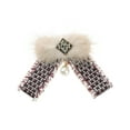 thumbnail image 1 of DARING DIVA Women's Multicolored Braided Tweed Ribbon Furry Bow Ties Burgundy, 1 of 5